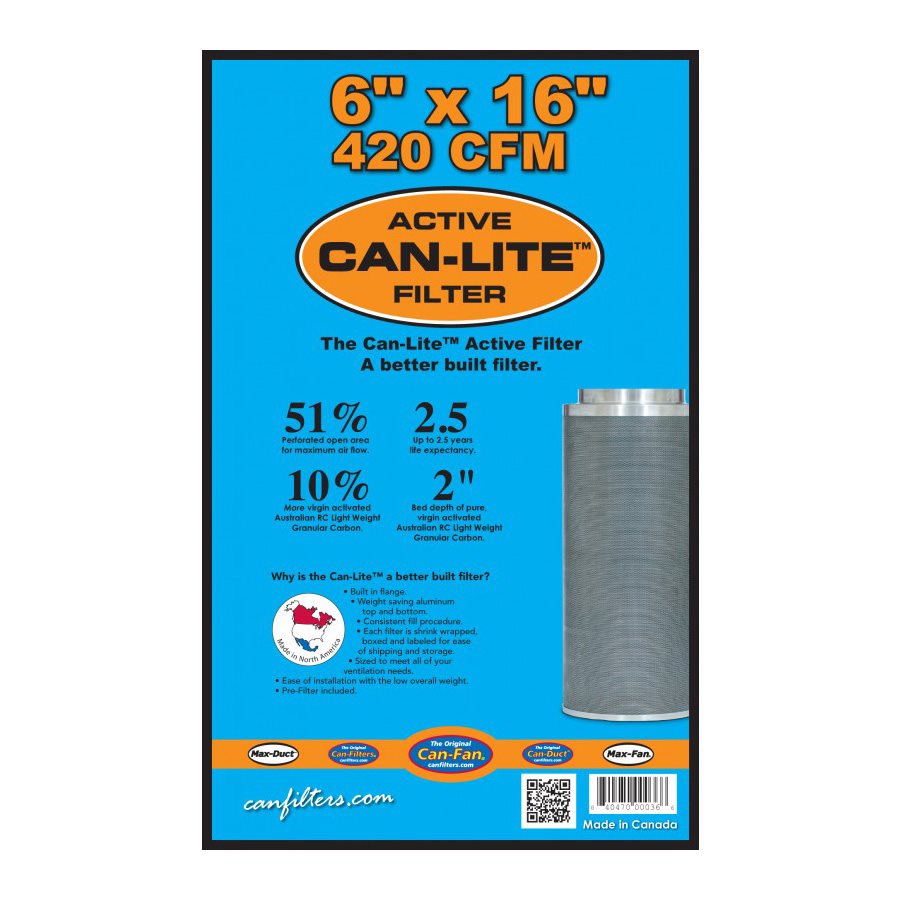 CAN-FILTERS CAN-LITE MINI CARBON FILTER 420 CFM 6\'\' X 16\'\'
