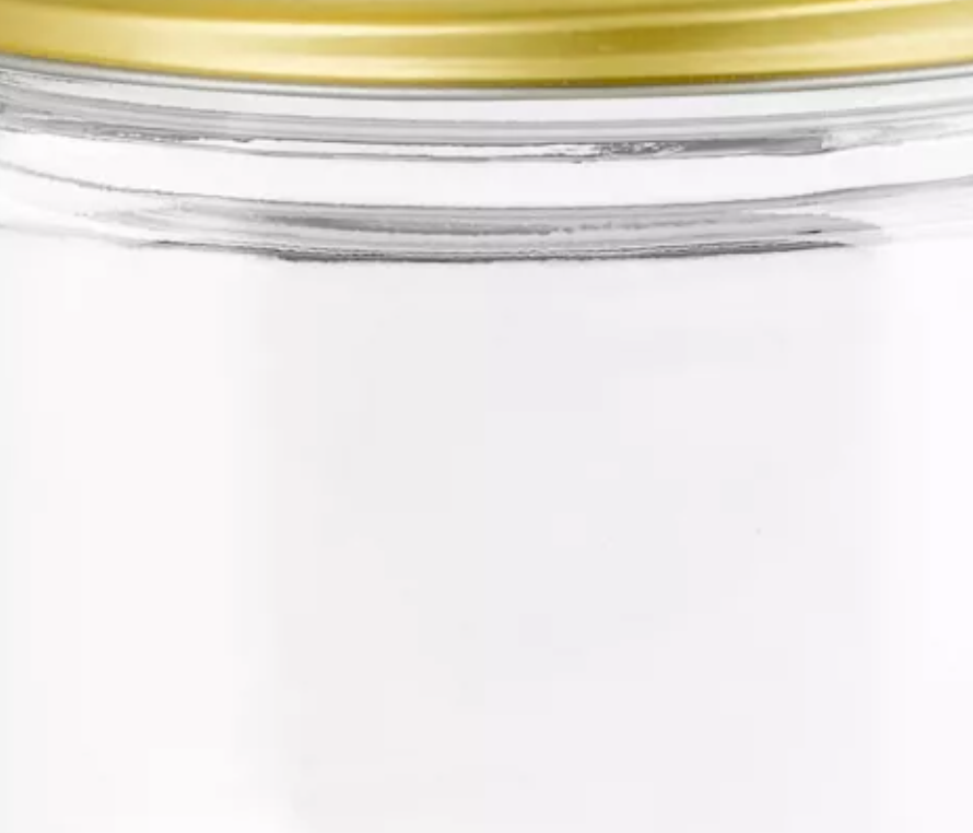 CLEAR STRAIGHT-SIDED GLASS JARS - 12 OZ, GOLD METAL CAP