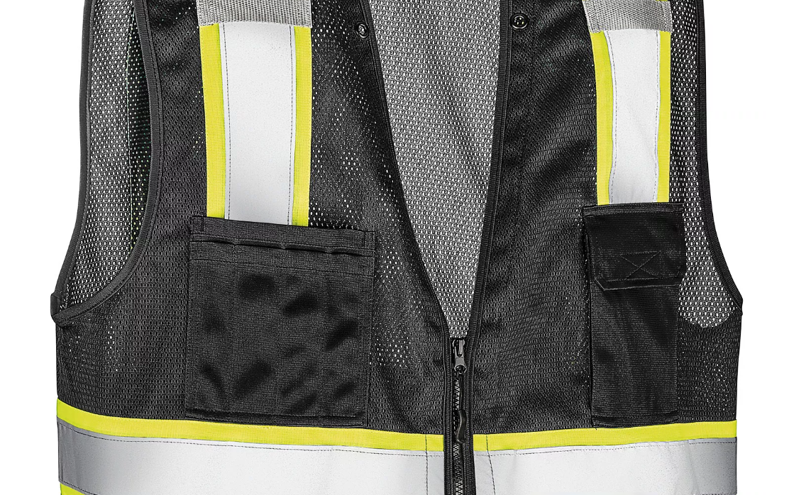 COLORED HI-VIS SAFETY VEST - BLACK, S/M