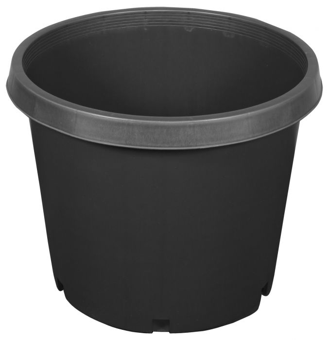 GROWER'S AUTHORITY 15 GALLON SIDE DRAIN RIBBED NURSERY POT, BLACK