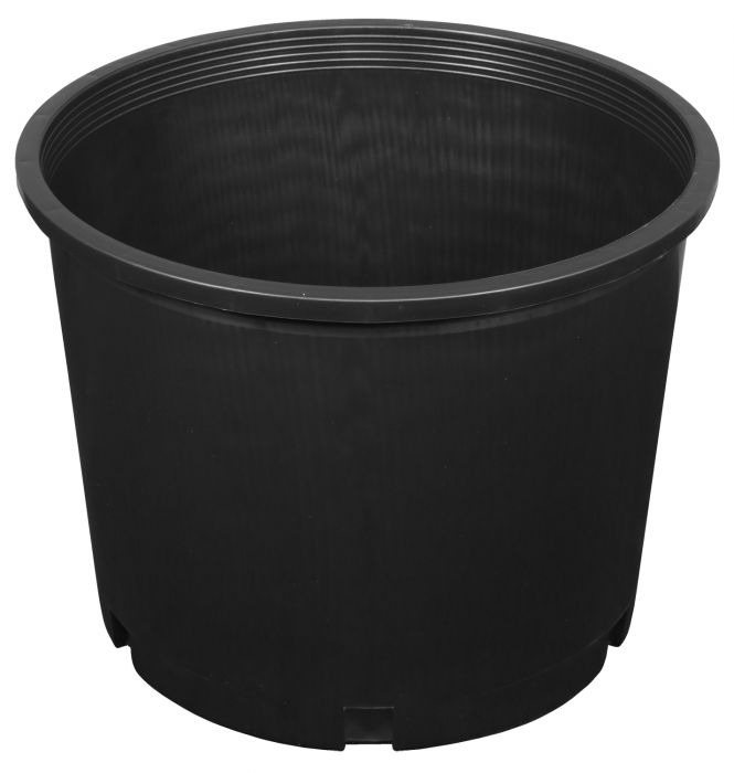 GROWER'S AUTHORITY 7 GALLON SIDE DRAIN RIBBED NURSERY POT, BLACK