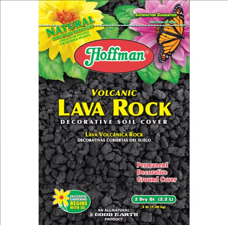 HOFFMAN VOLCANIC LAVA ROCK DECORATIVE SOIL COVER BLACK - 2 QT