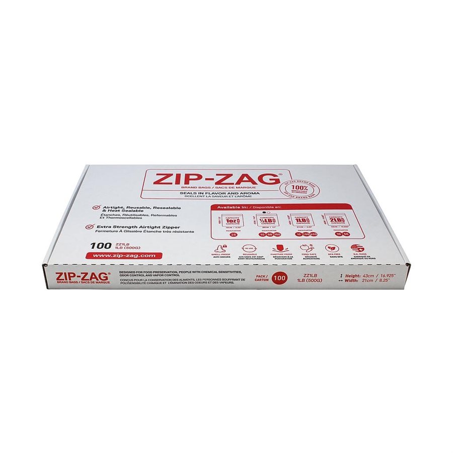 ZIP-ZAG ORIGINAL 500GR / 1LB BAGS 29.21 CM X 42.55 CM (100)