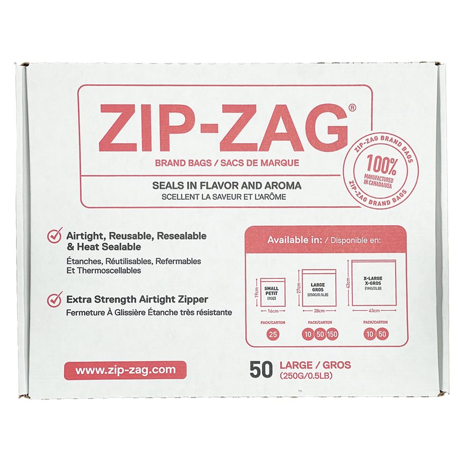 ZIP-ZAG ORIGINAL LARGE 250G - 1/2 LB 27.9 CM X 29.8 CM (50)